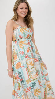 Summer Tropical Print Midi Dress