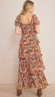 Tiered Ruffle Floral Maxi Dress