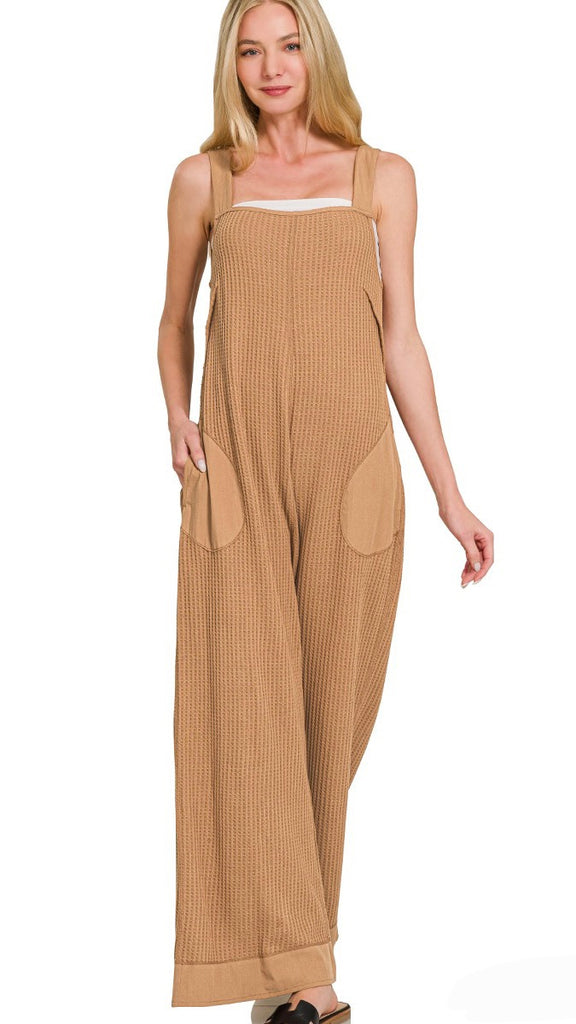 Waffle Knit Tie Back Jumpsuit