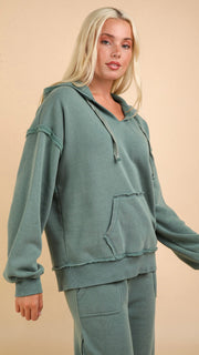 Bailey Mineral Raw Seam Hooded Sweatshirt