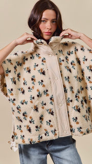 Floral Sherpa Sleeveless Jacket Vest