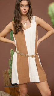 Colorblock Linen Blend Shift Dress