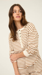 Stripe Henley Snap Sweatshirt