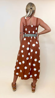 Big Dot Smocked Bodice Midi Dress