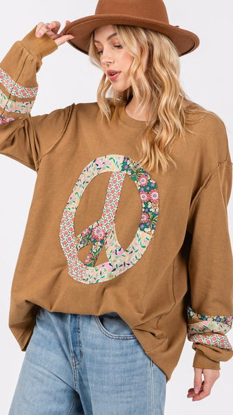 Peace Applique French Terry Top