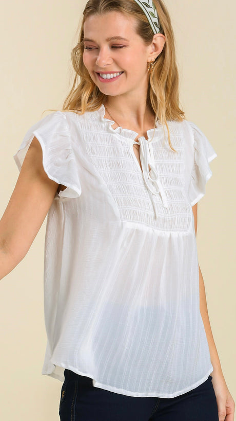 Smocked Bib Flutter Slv Top