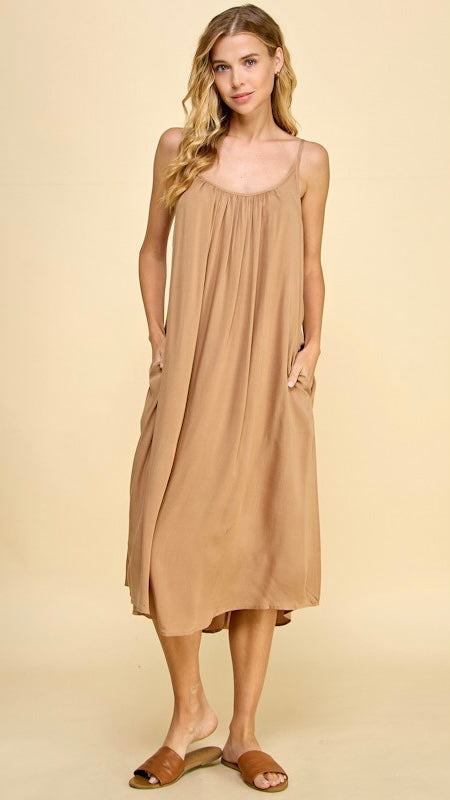 Rayon Cami Strap Midi Dress