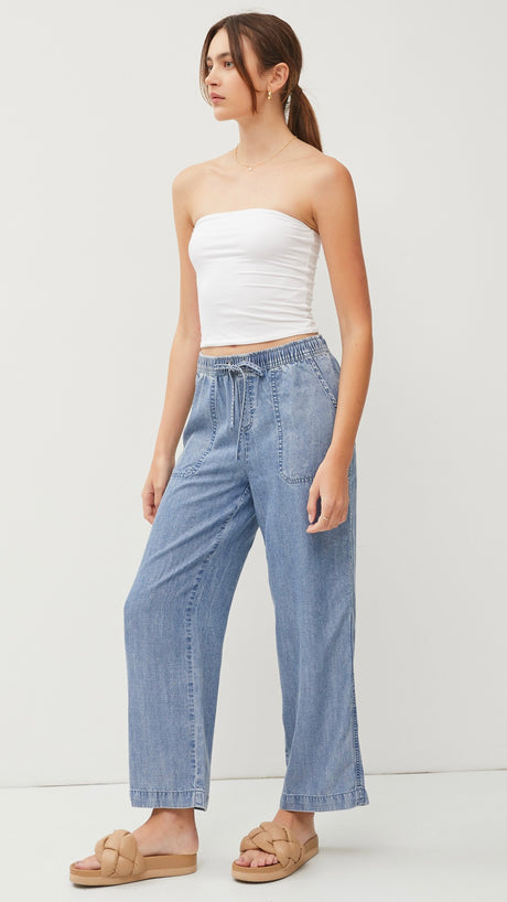 Tencel Denim Wide Leg Pants