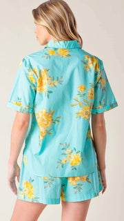 Cotton Floral Button Front Top