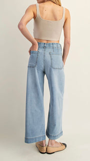 Double Patch Pkt  Ankle Wide Jeans