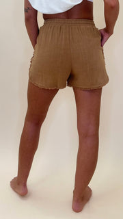 Fray Hem Linen Blend Shorts