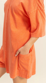 V-Back Washed Cotton Romper