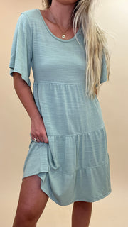 Textured Knit Flutter Sleeve Dress