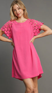 Circle Eyelet Raglan Sleeve Dress