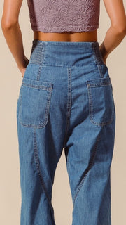 Smocked Waist Harem Jogger Jeans