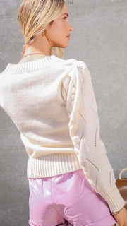 Pointelle + Bubble Knit Sweater