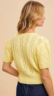 Annette Cable Puff Slv Cardigan