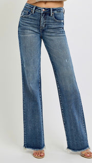 High Rise Tummy Control Long Fray Jean