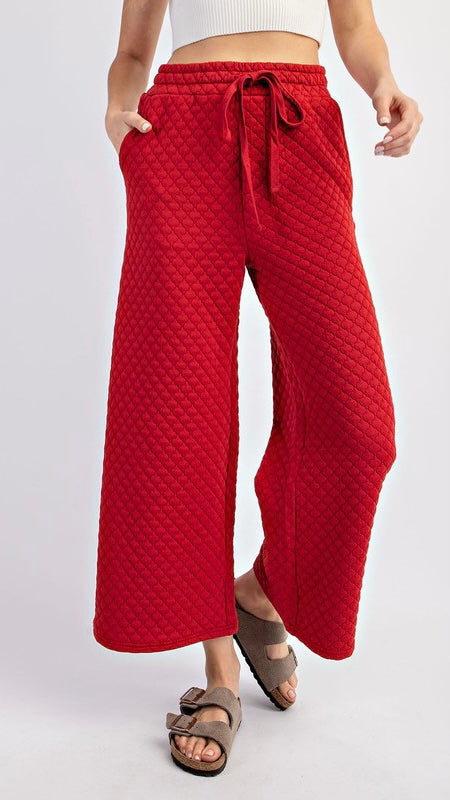 Quilted Knit Wide Leg Pants