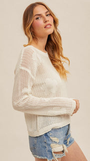 Flower Power Open Weave Sweater