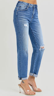 High Rise Ankle Length Girlfriend Jean