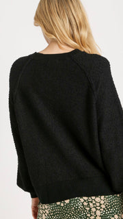 Popcorn Knit Raglan Sweater