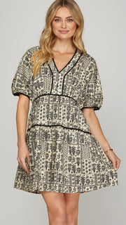 Botanical Print Cotton Poplin Dress