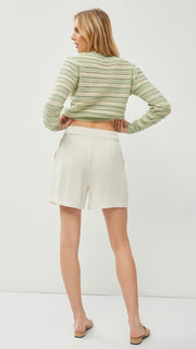 High Rise Linen Blend Shorts w/Pockets