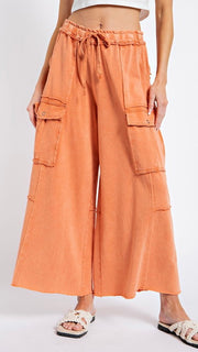 Mineral Wide Leg Snap Pkt Terry Knit Pants 4/24