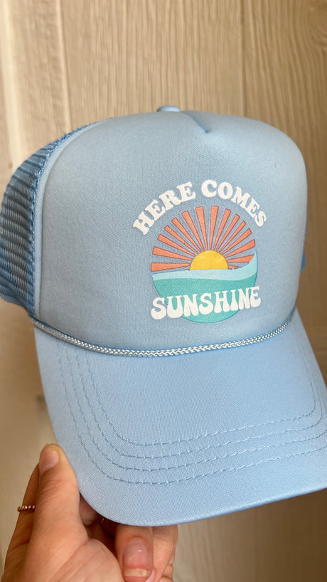 Sunshine Print Puffy Trucker Hat