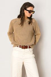 Mineral Wash Pointelle Sleeve Sweater