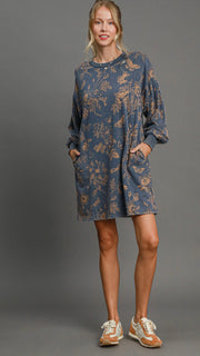 Mineral Floral Bubble Sleeve Dress