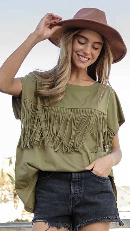 Fringe Front Knit Sleeveless Top