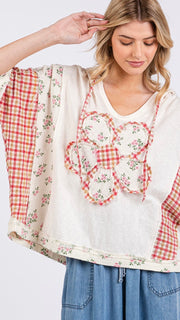 Daisy Applique Cotton/Gauze Hooded Top