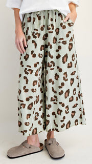 Leopard Mineral Wash Wide Leg Pant