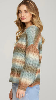 Ombre Stripe Drop Shoulder Sweater