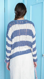 Stripe Open Knit Ladder Sweater