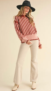 Cross Pattern Mock Neck Sweater