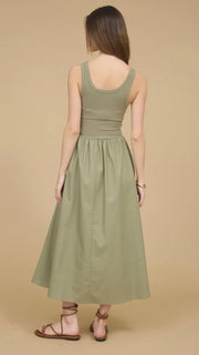 Mixed Fabric Midi Tank Dress