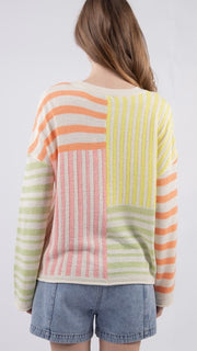 Neon Mix Stripe Lt Wt Sweater