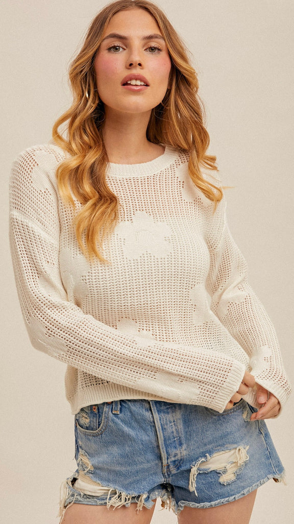 Flower Power Open Weave Sweater