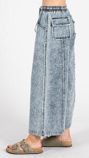 Slash Pkt Denim Wide Leg Pants