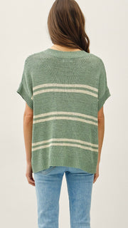 Double Stripe V-neck Sweater Top