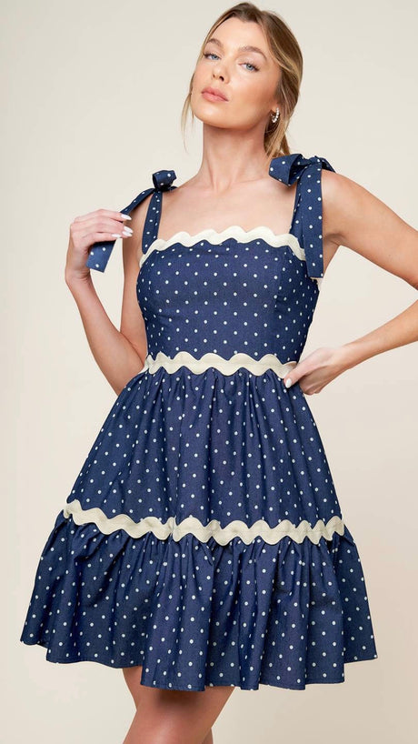 Polka Dot Ric Rac Trim Dress