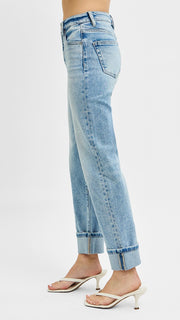 High Rise St Leg Crop Roll Jean