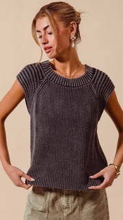 Mineral Ribbed Shoulder Summer Sweater