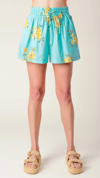 Cotton Floral Shorts w/Pockets