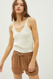 Drawstring Waist Tencel Shorts