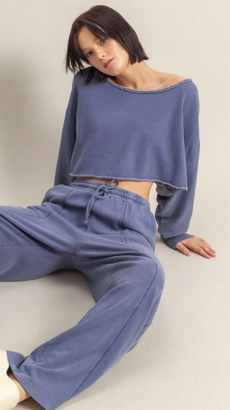 Slouch Wide Neck Fleece Sweatshirt