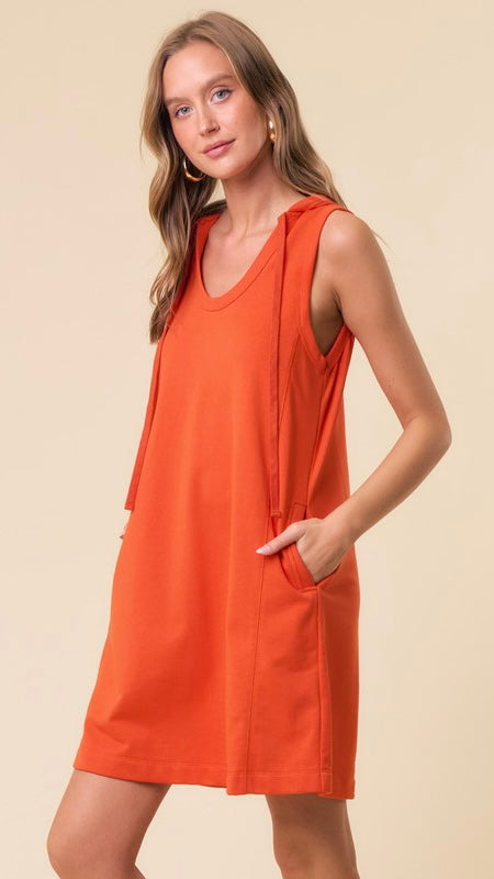 Sleeveless Hoodie Dress with Pockets